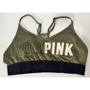 PINK Sport Bra Olive Green Adjustable Straps Medium Support Size M‎